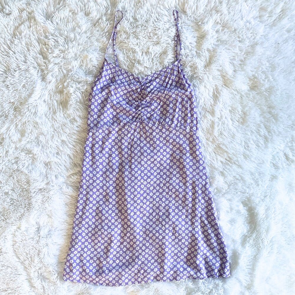 Purple Daisy Print Baby Doll Dress - Medium